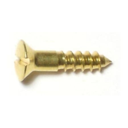 Midwest Fastener Wood Screw, #4, 1/2 in, Plain Brass Oval Head Slotted Drive, 60 PK 61641